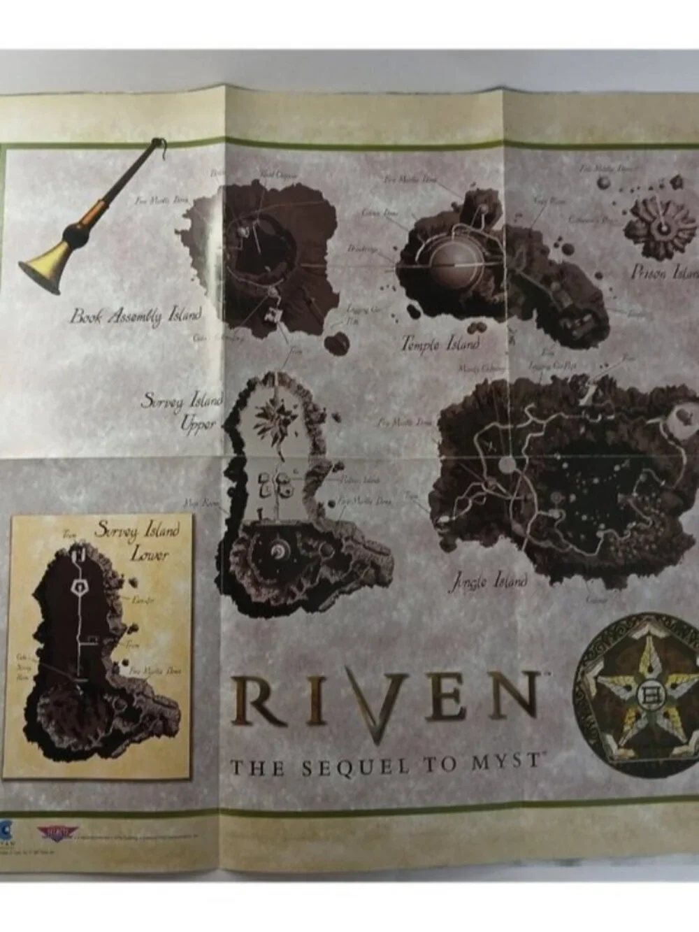 Riven The Sequel to Myst PC Game + Official Strategy Guide Complete 5 Disc